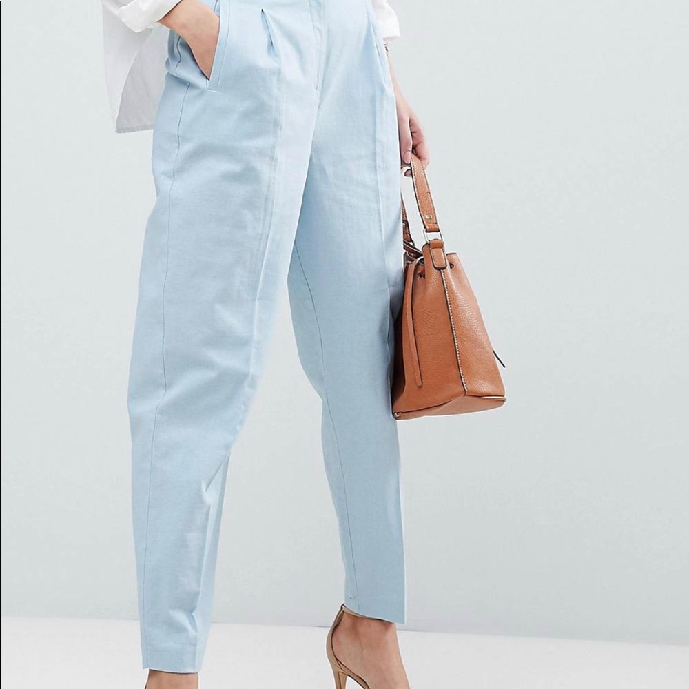 Tailored Clean High Waist Linen Peg Pants